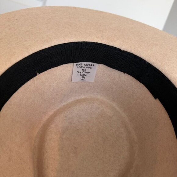 Cream Tan Wide Flat Brim 100% Wool Rancher Hat